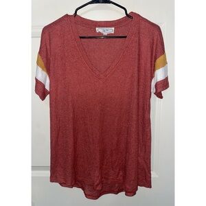 Women's Red V-Neck Top